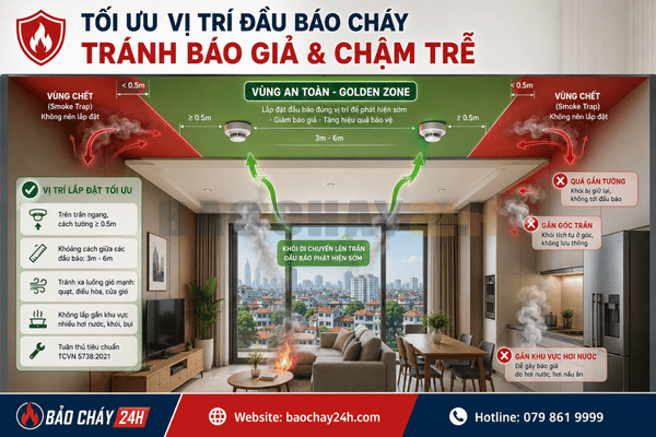 Tối ưu vị trí lắp đặt cho các loại đầu báo cháy