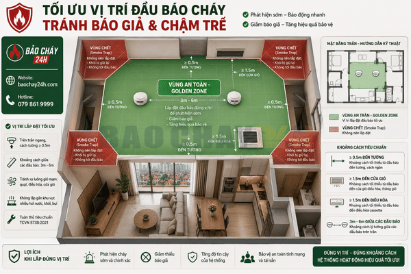 Vị trí tối ưu cho đầu báo cháy tại nhà riêng