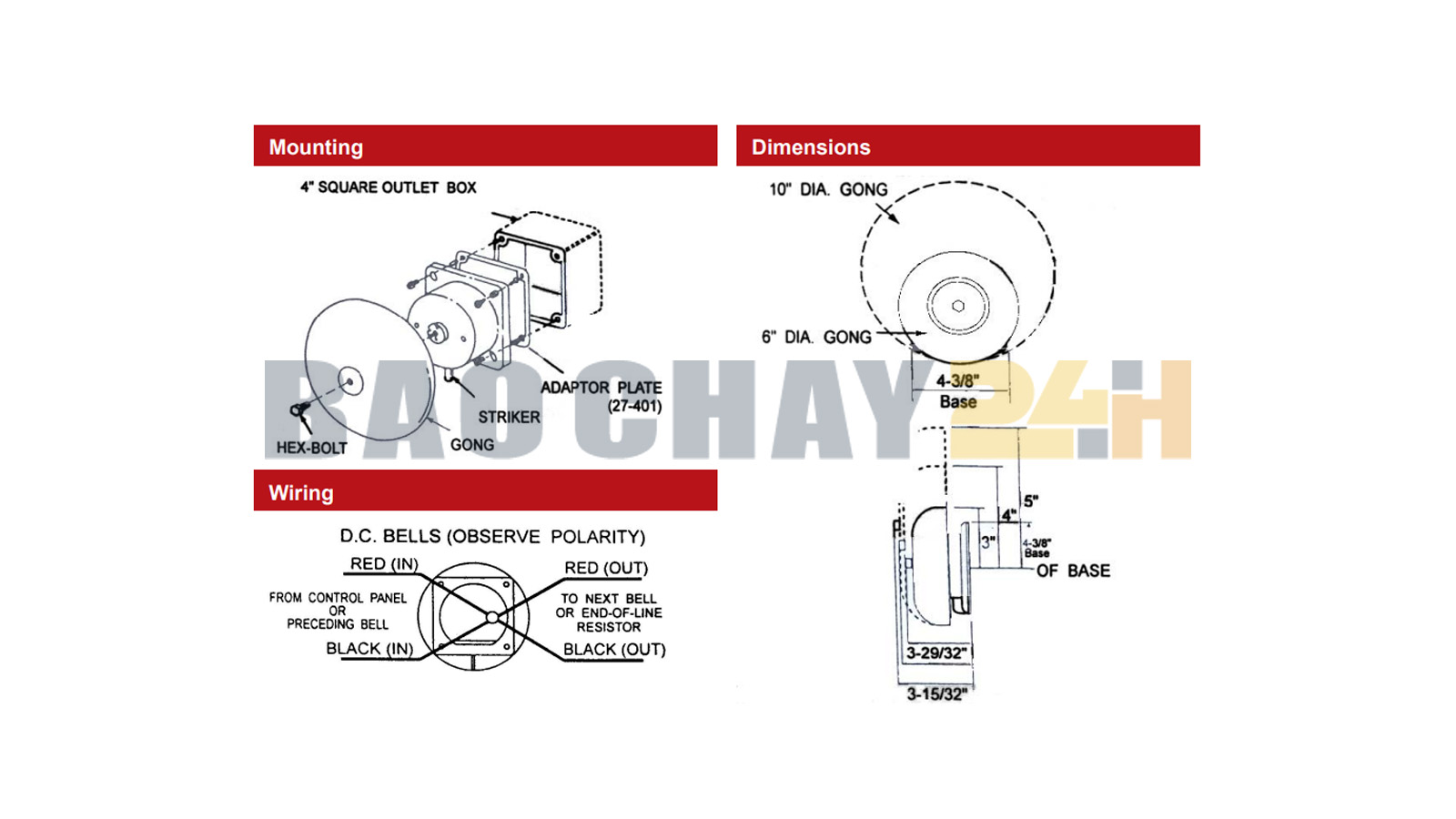 28-GB6-24 Chuông báo cháy loại 6 inch Advanced