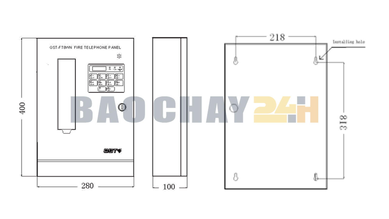 GST-FT8WN Tủ điện thoại báo cháy chuyên dụng 8 kênh