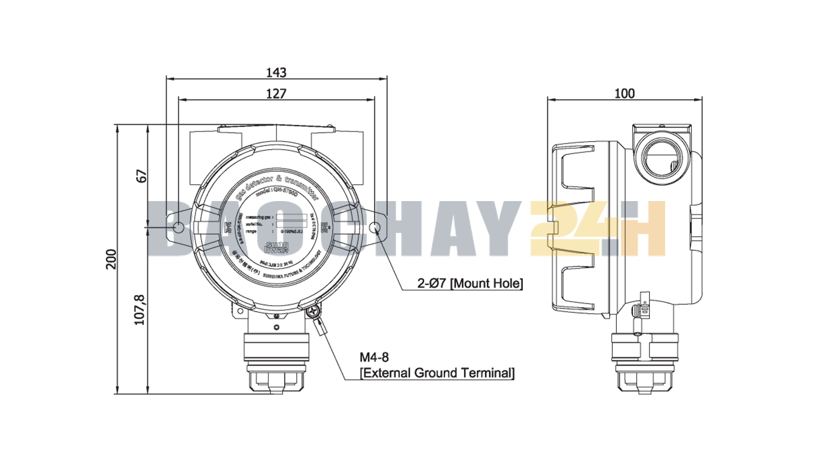 QM-5700D Đầu báo khí dễ cháy tiêu chuẩn chống nổ SUNGHWA