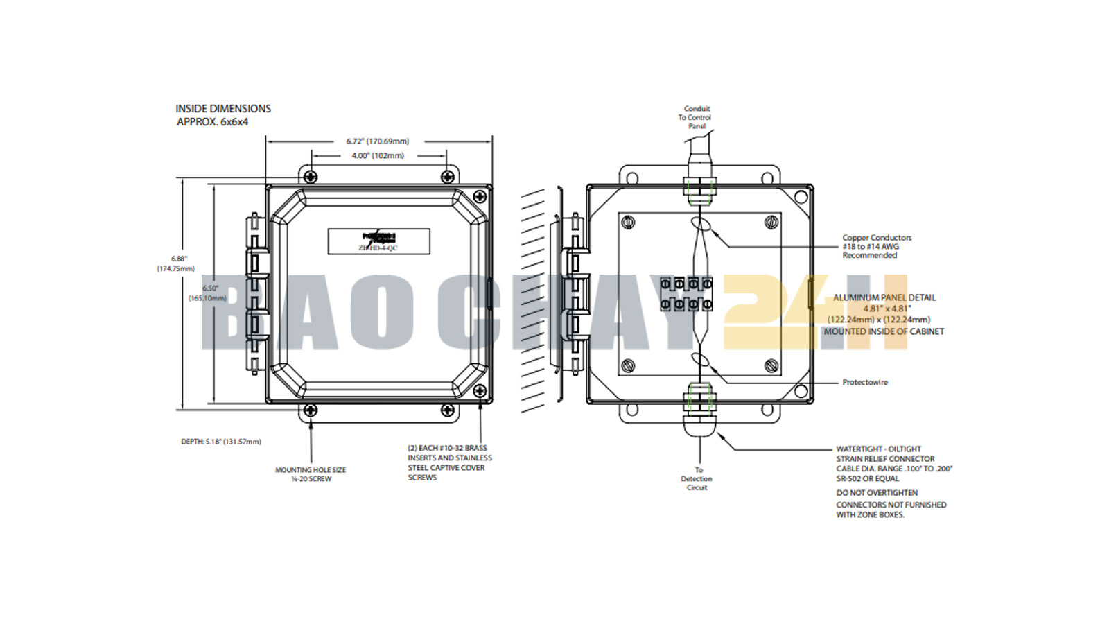 Protectowire ZB-HD-4-QC Box nối trung gian mở rộng zone báo cháy